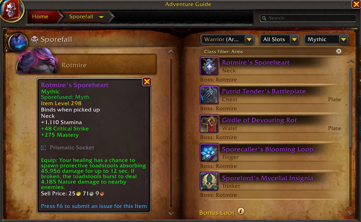 Sporefall Raid Gear Has New Stats in Patch 12.0.7