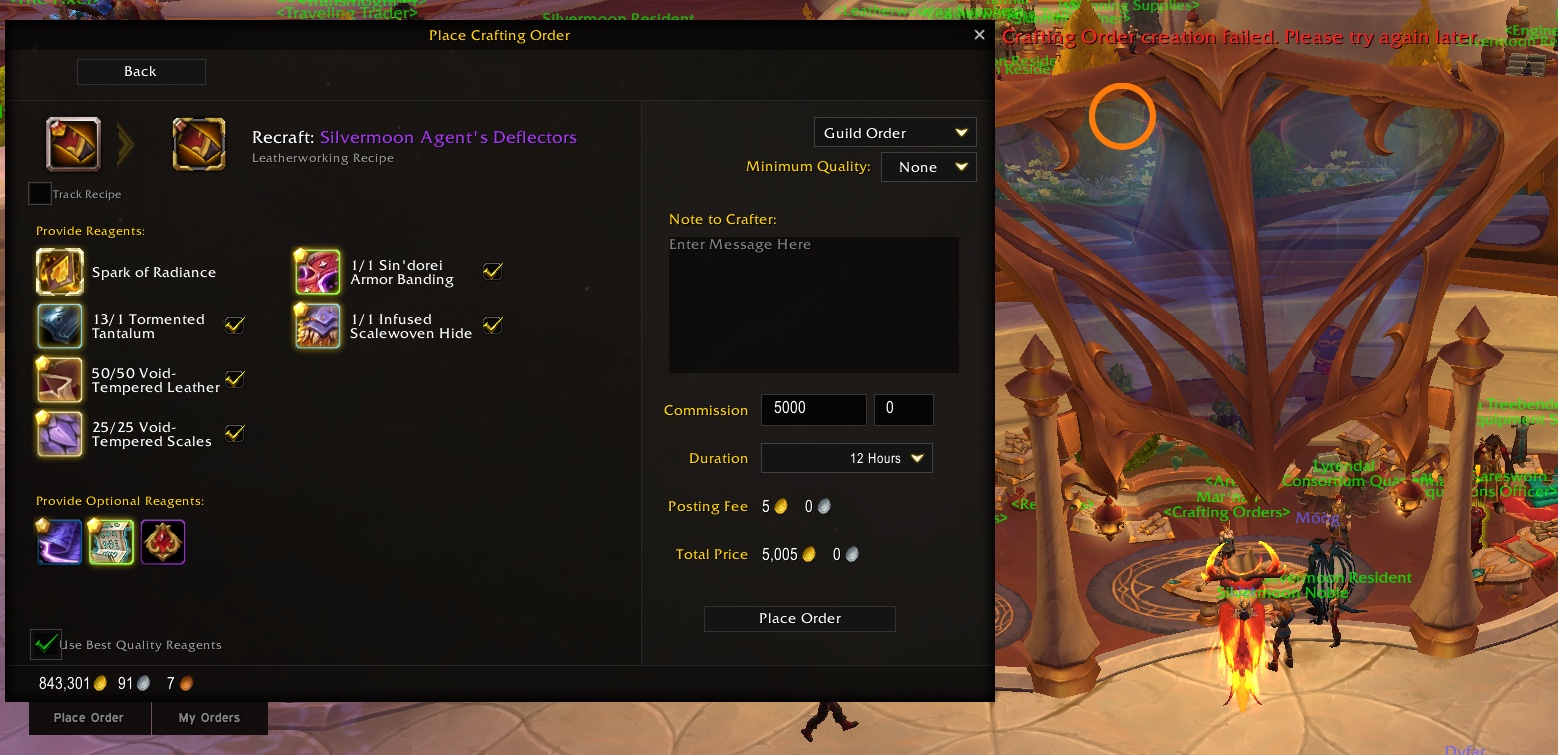 Crafting Orders Appear to Be Down on North America Area-52 Server