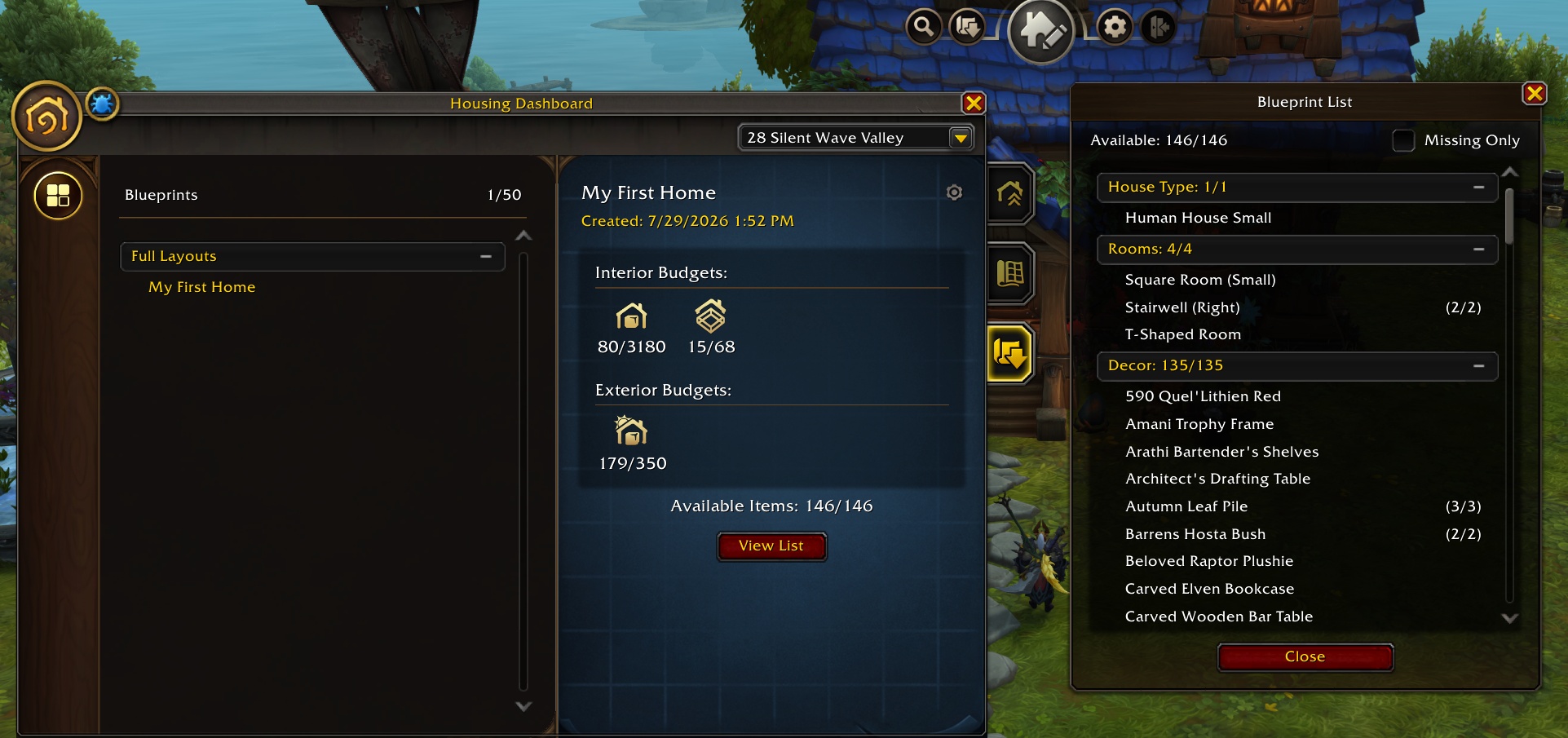 Using Blueprints to Save and Share Housing Layouts in Patch 12.1