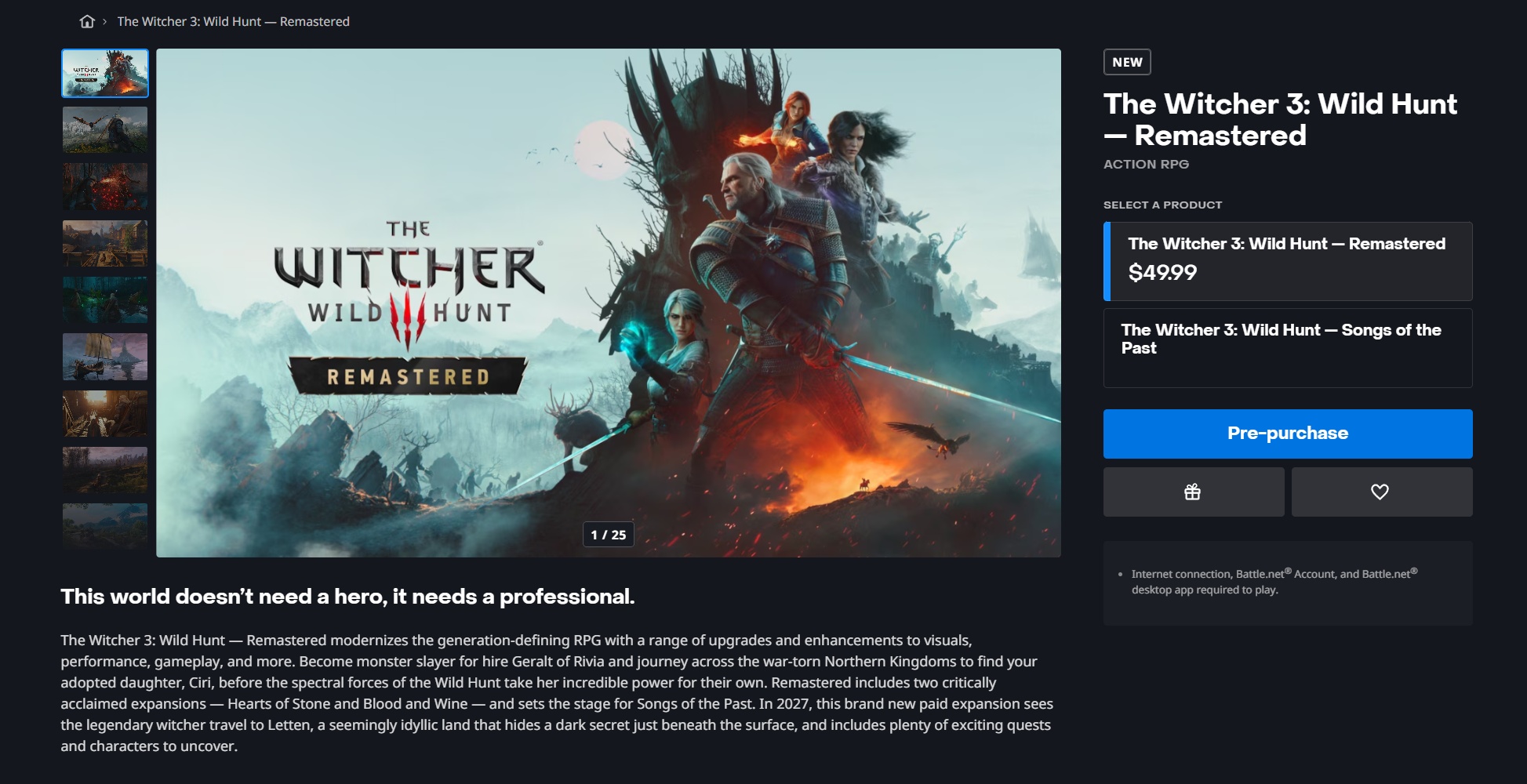 The Witcher 3: Wild Hunt Remastered Coming to Battle.net