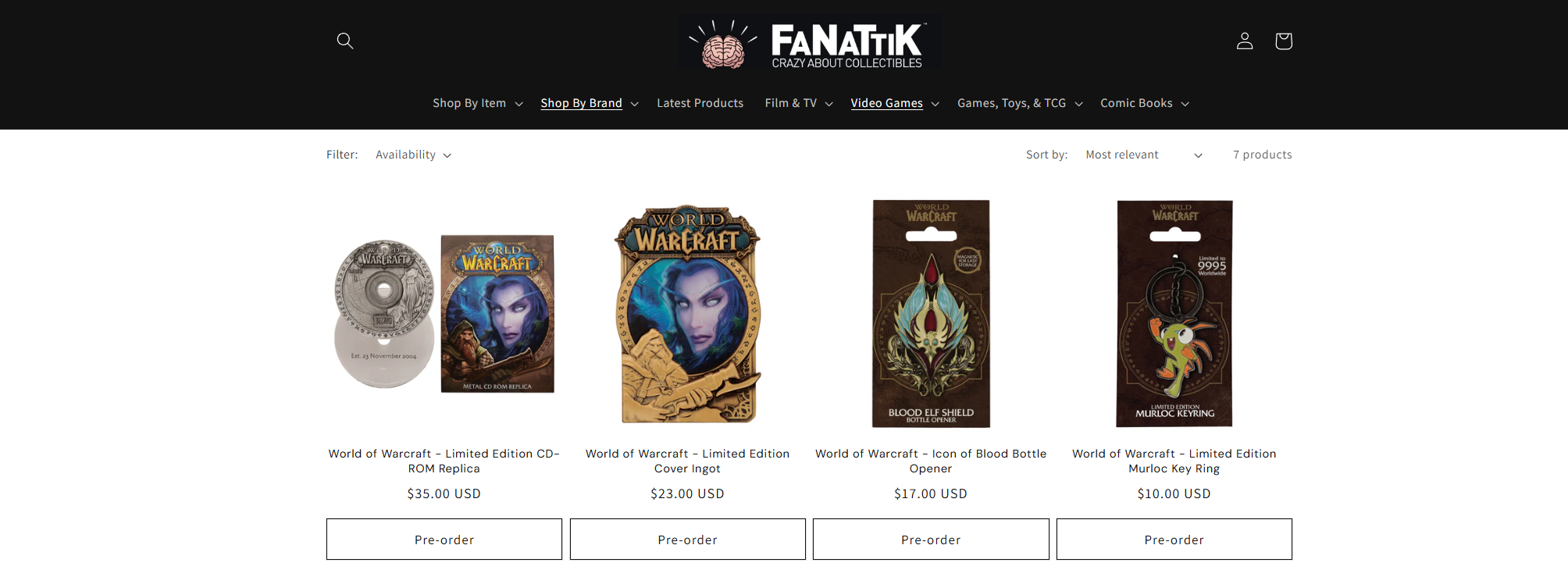 Fanattik Launches New Line of World of Warcraft Collectables