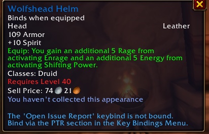 Wolfshead Helm Nerfed in Latest WoW: Forever Beta Build