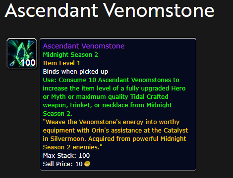 Ascendant Venomstones Bugged and Not Dropping from Blizzard Noted Sources