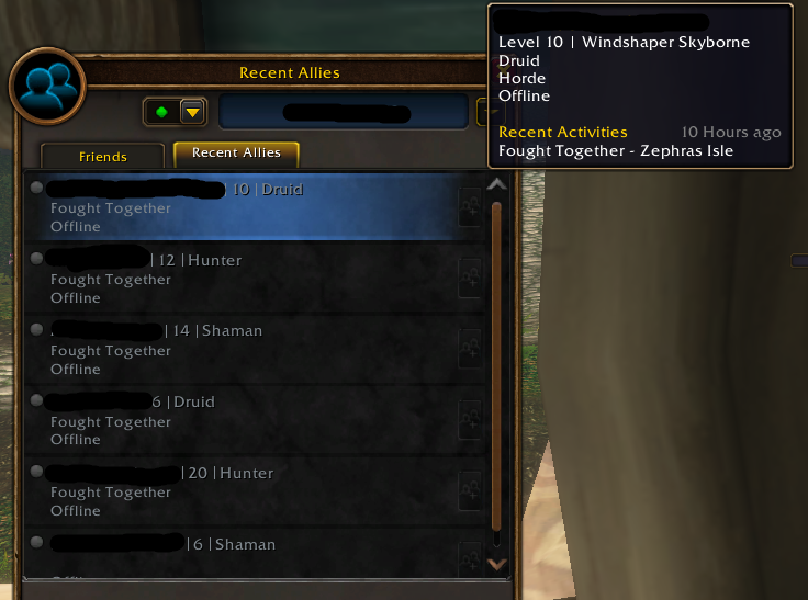Recent Allies Feature in WoW: Forever Helps with a Sense of Community