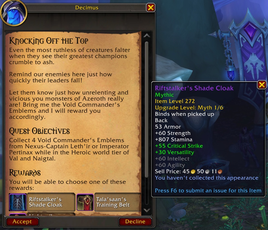 Heroic World Tier Quest Awards Myth Track Gear in Patch 12.0.7