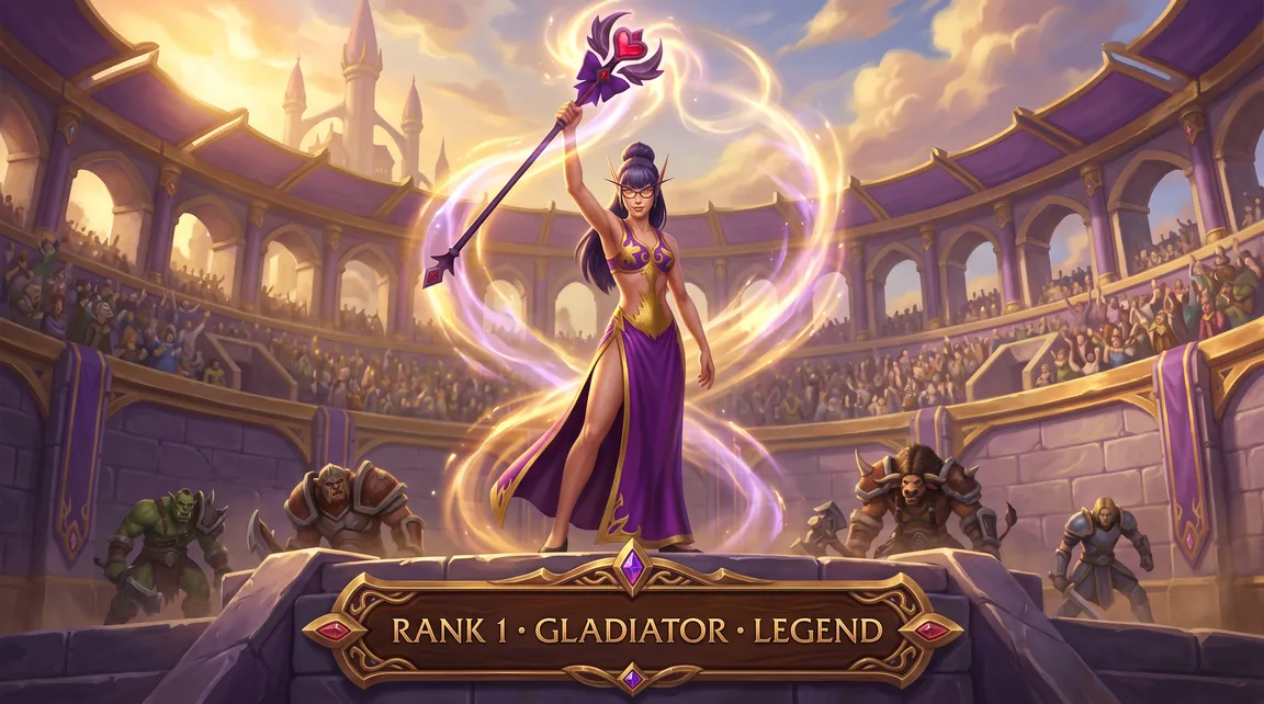 Draw Seraphita as an arena champion, with her titles